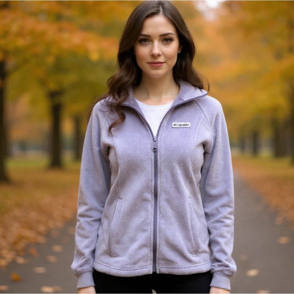 COLUMBIA Women’s XS Full Zip Fleece Jacket Muted Lavender Soft Outdoor Layer